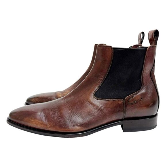 MONTE‎ ROSSO Men\'s Cognac Brown, Distressed Leather Chelsea Boots main image 8